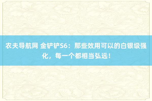 农夫导航网 金铲铲S6：那些效用可以的白银级强化，每一个都相当弘远！
