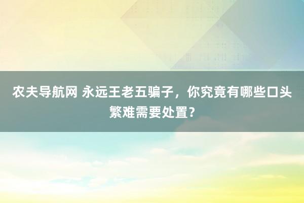 农夫导航网 永远王老五骗子，你究竟有哪些口头繁难需要处置？