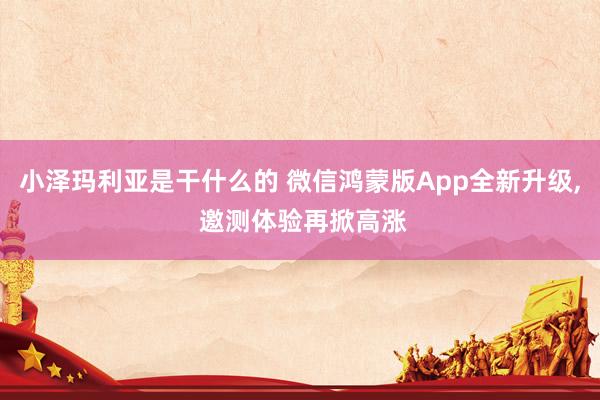 小泽玛利亚是干什么的 微信鸿蒙版App全新升级, 邀测体验再掀高涨